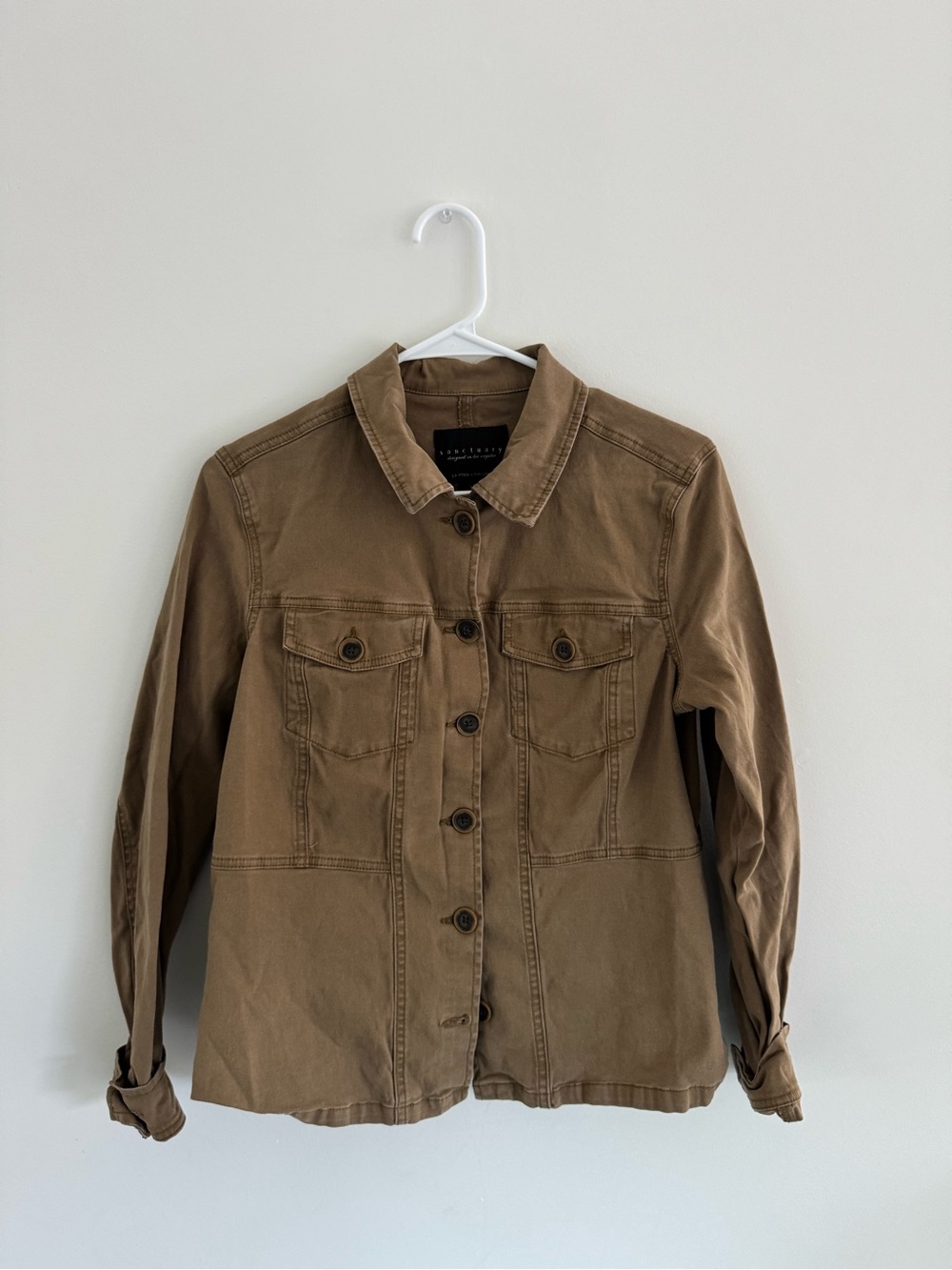 Utility Button-Front Jacket in Brown